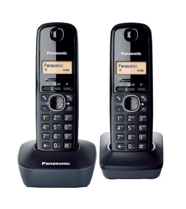 باناسونيك تليفون لاسلكي ديجيتال مع 2 سماعة اسود – KX-TG1612  تليفون-ارضر2سماعة-1-600x674